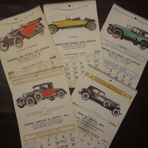 RARE!! VINTAGE Antique Car Calendars 1915, 1916, 1918, 1924, 1933 Lot of 5